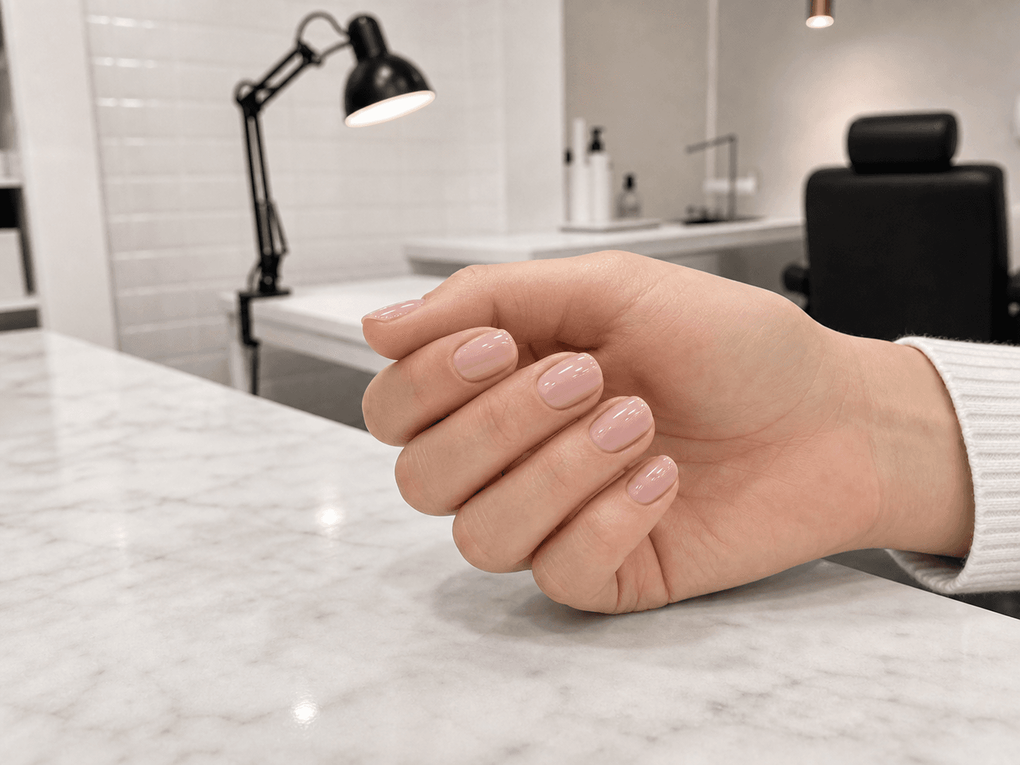 Trabajo de soft gel en uñas nude